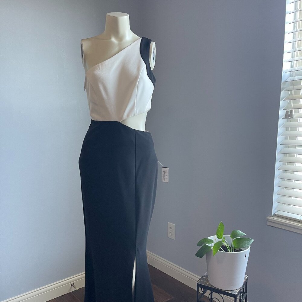 Black & White Chic One Shoulder Gown